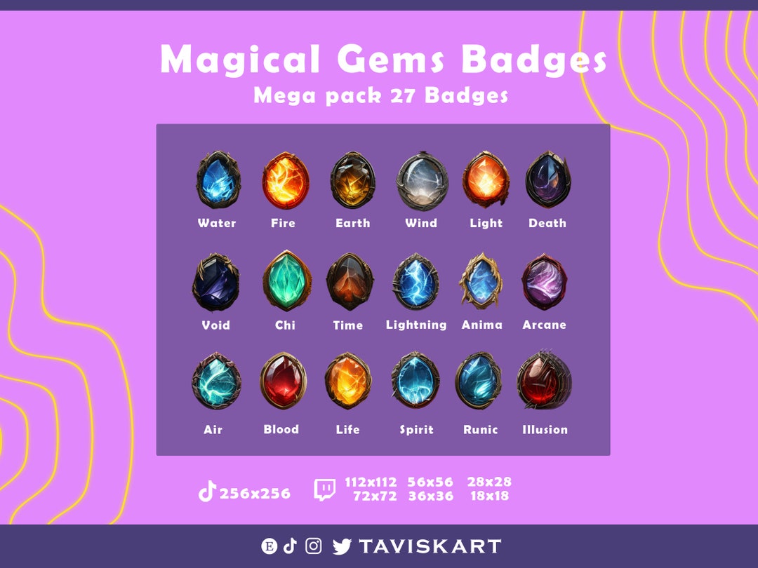 Magical Gems Twitch Sub Badges, Twitch Badge, Twitch Bit Badge, Twitch