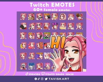 Emotes de Twitch para chicas de cabello rosa: más de 60 emojis de streamers femeninas (archivo digital)
