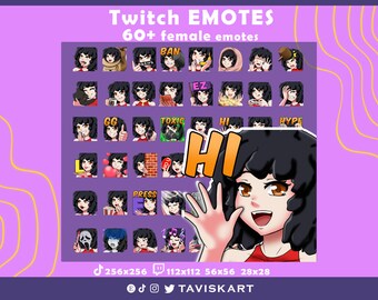 Afro Girl Twitch Emotes: Schwarzes Haar, helle Haut (60+ Digital Files)