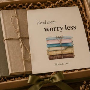 Read More Worry Less Print | Book Lover Wall Art | Reading Room Decor | Bookworm Gift | Cozy Library Print | Digital Download