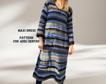 MAXI DRESS on Addi / Sentro Knitting Machine * Dress pattern for Sentro *  Maxi Dress Pattern on circular knitting machine*