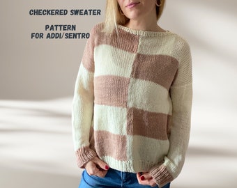 Checkered sweater on Addi / Sentro Circular Knitting Machine