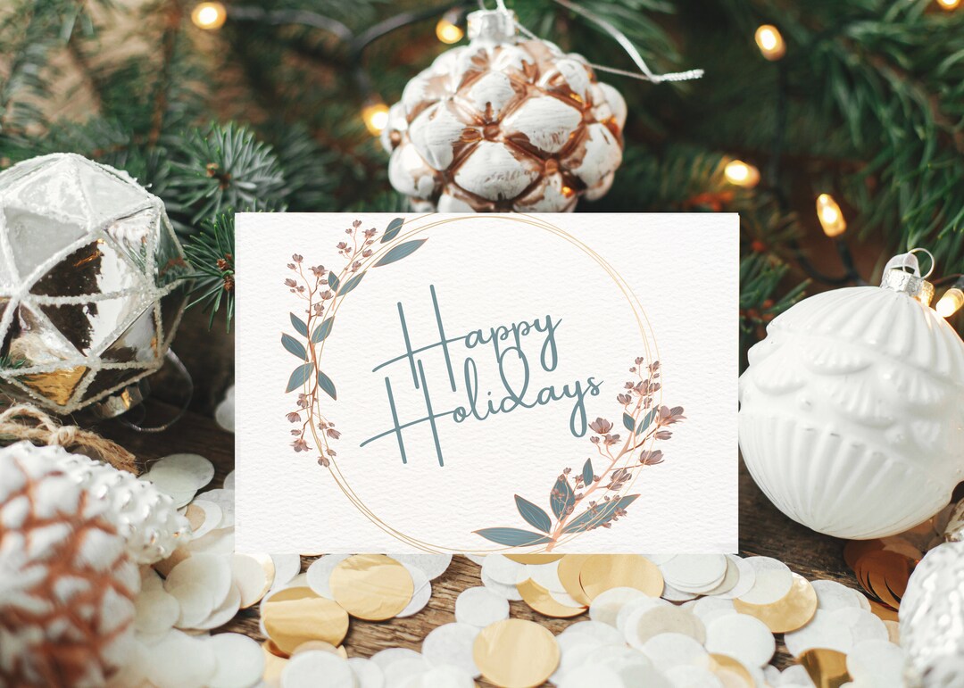 Happy Holidays Card, Digital Printable Card, Digital Christmas Card