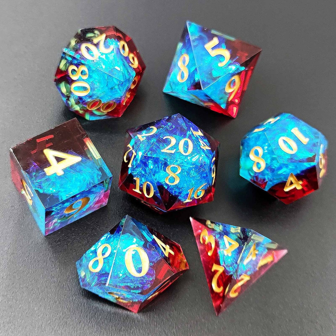 DND Table Game Dice Full Set Handmade Resin Sharp Edge Etsy