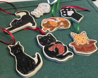 Cat Ornament small gift for teacher cat mom Christmas lover gift tag holiday gift kitten car mirror custom pet ornament stocking stuffer