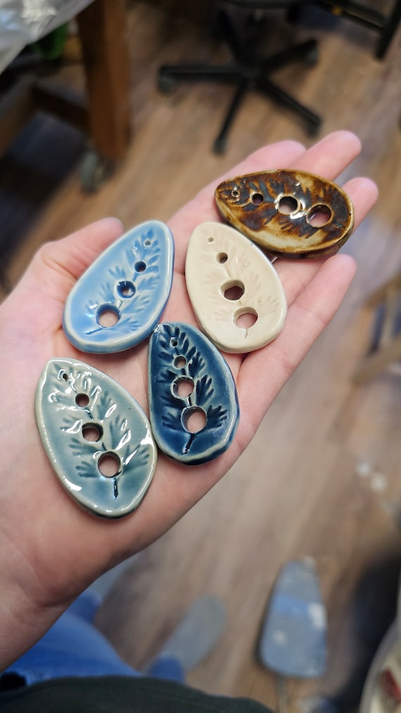 Handmade Ceramic Herb Stripper with Leaf Imprint – Kitchen Prep Tool