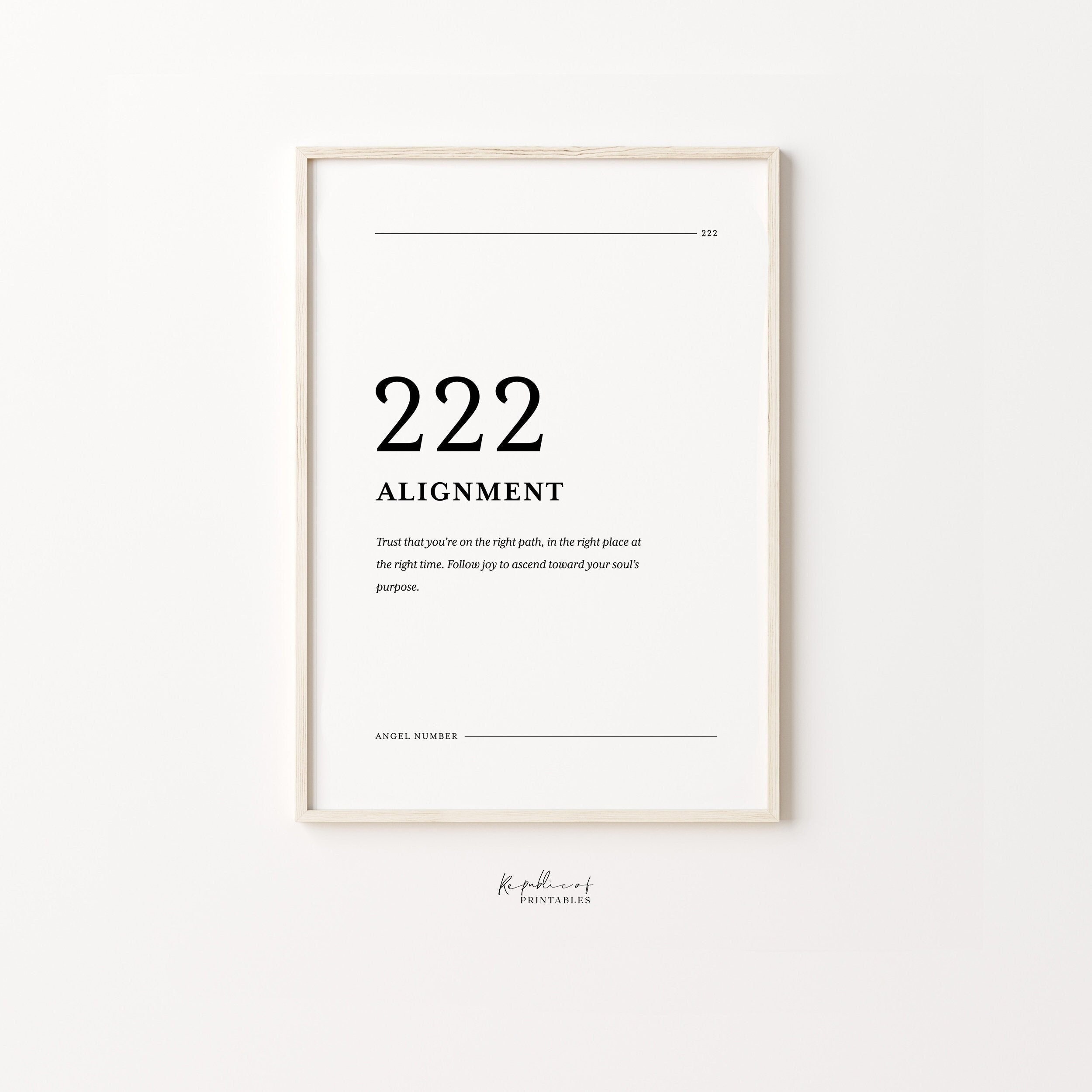 222 Asl Angel Number 222 Printable Wall Art Divine Message Spiritual Message ...