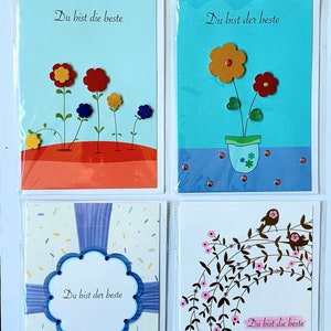 4 Geschenkkarten Set, Anlasskarten, Hochzeitskarte, Geburtstagskarte