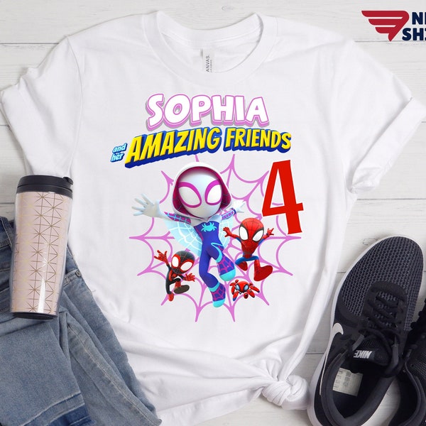 Ghost Spider Her Friends Shirt, Spidey Theme Party Tee, Spidey Birthday Shirt, Toddler Tee, Custom Girl Birthday Tshirts, Spidey Shirt