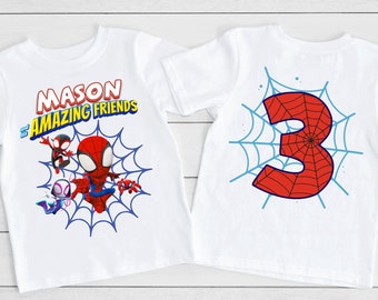 Spidey and His Amazing Friends Birthday Shirt, Toddler Birthday Tee, Custom Kids Tshirts, Spidey Shirt, Birthday Boy Shirt