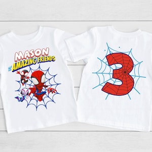 Spidey and His Amazing Friends Birthday Shirt, Toddler Birthday Tee, Custom Kids Tshirts, Spidey Shirt, Birthday Boy Shirt