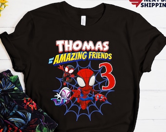 Spidey and His Amazing Friends Birthday Shirt, Spiderman Inspired  Birthday Shirt, Toddler Birthday Tee, Custom Kids Tshirts, Spidey Shirt
