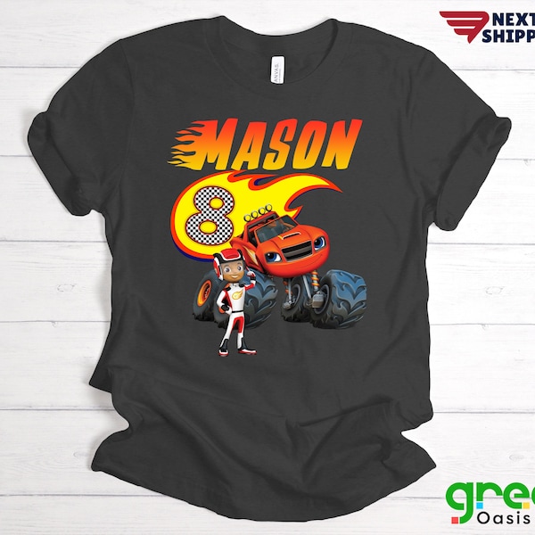 Camiseta de cumpleaños de Monster Truck, camiseta de cumpleaños de Blaze