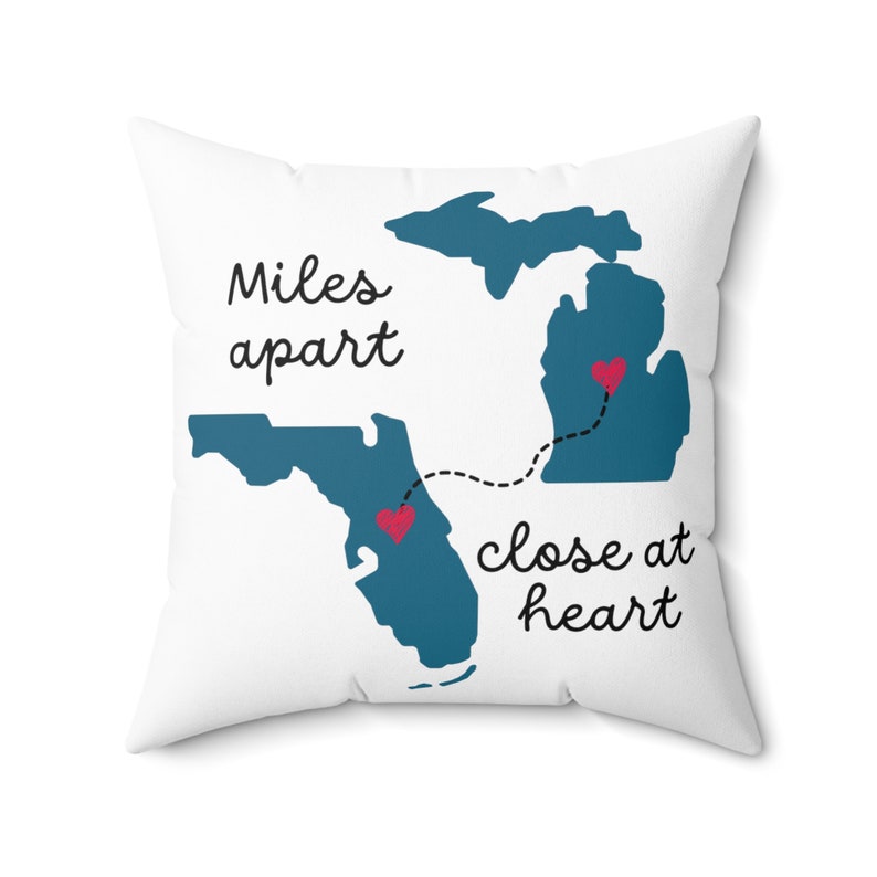 Personalized Long Distance Pillow, Gift for Family Members, Two State