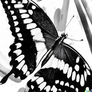 Majestic Butterfly- Black and white digital photo