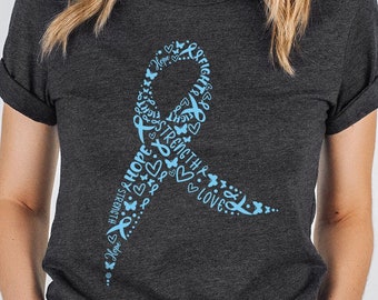 Colorectal Cancer Shirt, Colon Cancer Awareness, Prostate Cancer Survivor Gift, Blue Ribbon Graphic Tees, Cancer Support Shirts