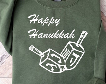 Happy Hanukkah Sweatshirt, Family Hanukkah Long Sleeve Shirts, Hanukkah Hoodie Women, Jewish Holiday Apparel, Religious Jewish Gifts