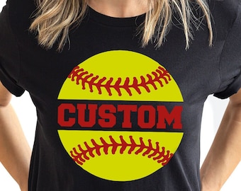 Custom Softball Graphic Tees, Personalized Softball T-Shirt, Love Softball Shirt, Softball Lover TShirt, Gift for Softball Lover