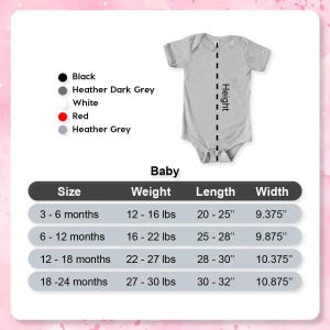 a baby bodysuit size guide for a baby