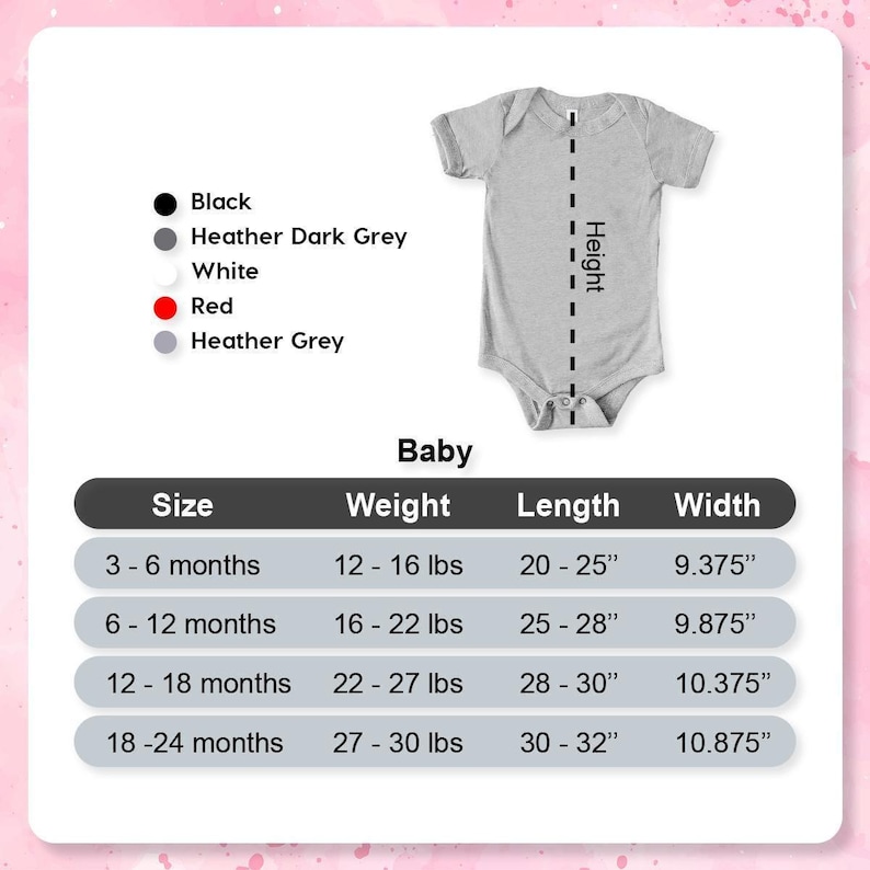 a baby bodysuit size guide for a baby