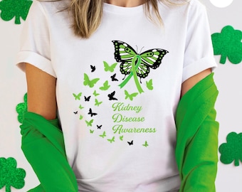 Kidney Disease Awareness T-Shirts, World Kidney Day Shirt, Kidney Transplant Sweatshirt, Kidney Disease Green Ribbon Tee, Dialysis Nurse Tee