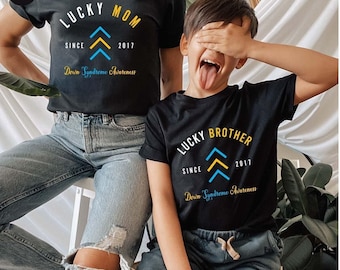 Custom Down Syndrome Shirt, Lucky Mom Dad Shirt, Down Syndrome Awareness Shirts, T21 Shirt, Three Arrows Shirt, Down Syndrome Support Tee