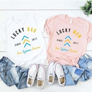 Custom Down Syndrome Shirt, Lucky Mom Dad Shirt, Down Syndrome Awareness Shirts, T21 Shirt, Three Arrows Shirt, Down Syndrome Support Tee imagen 3