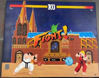 Street art type wall painting with Street fighter 2 characters in Clermont-Ferrand