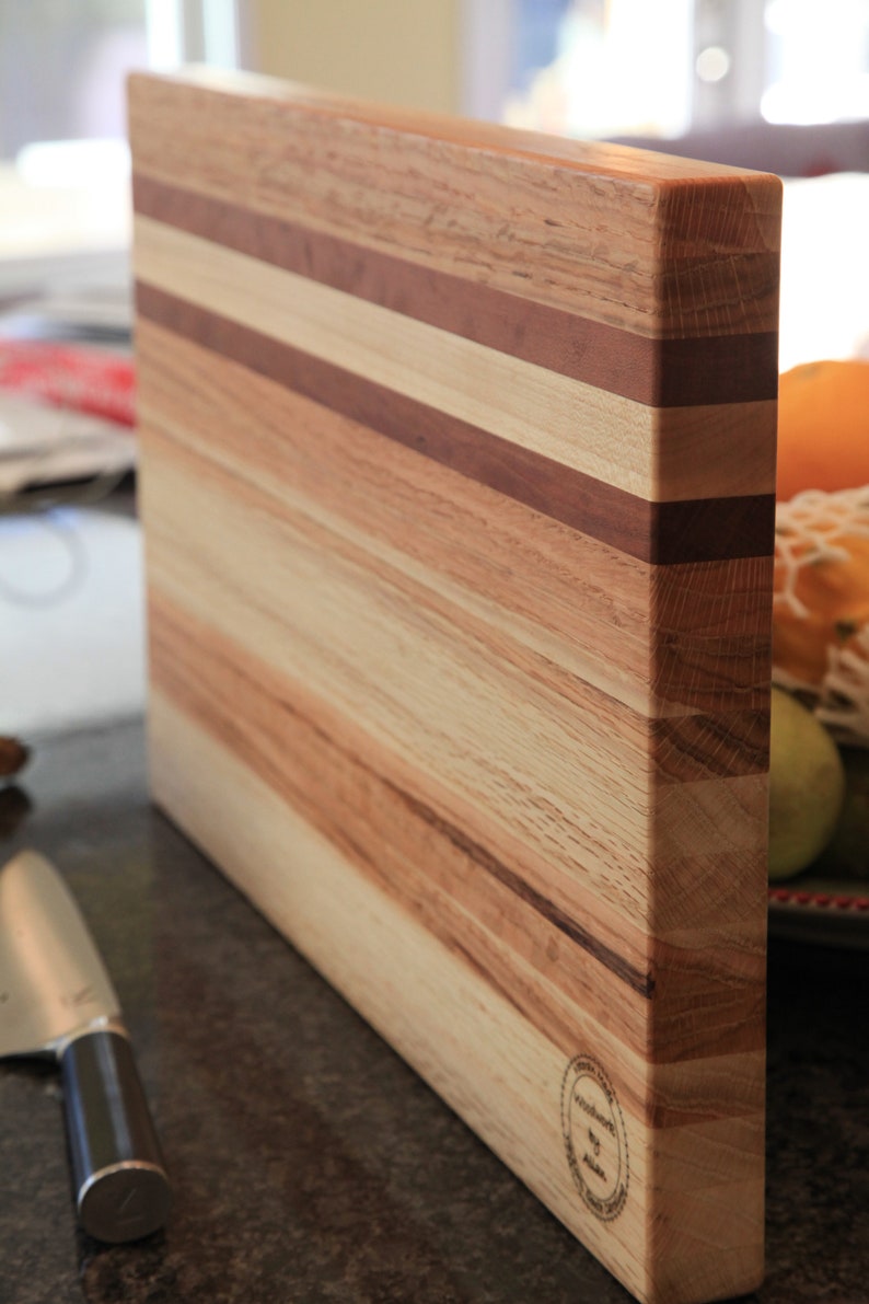 Edge Grain Wood Cutting Board Cherry Maple and Pecan. Free Etsy