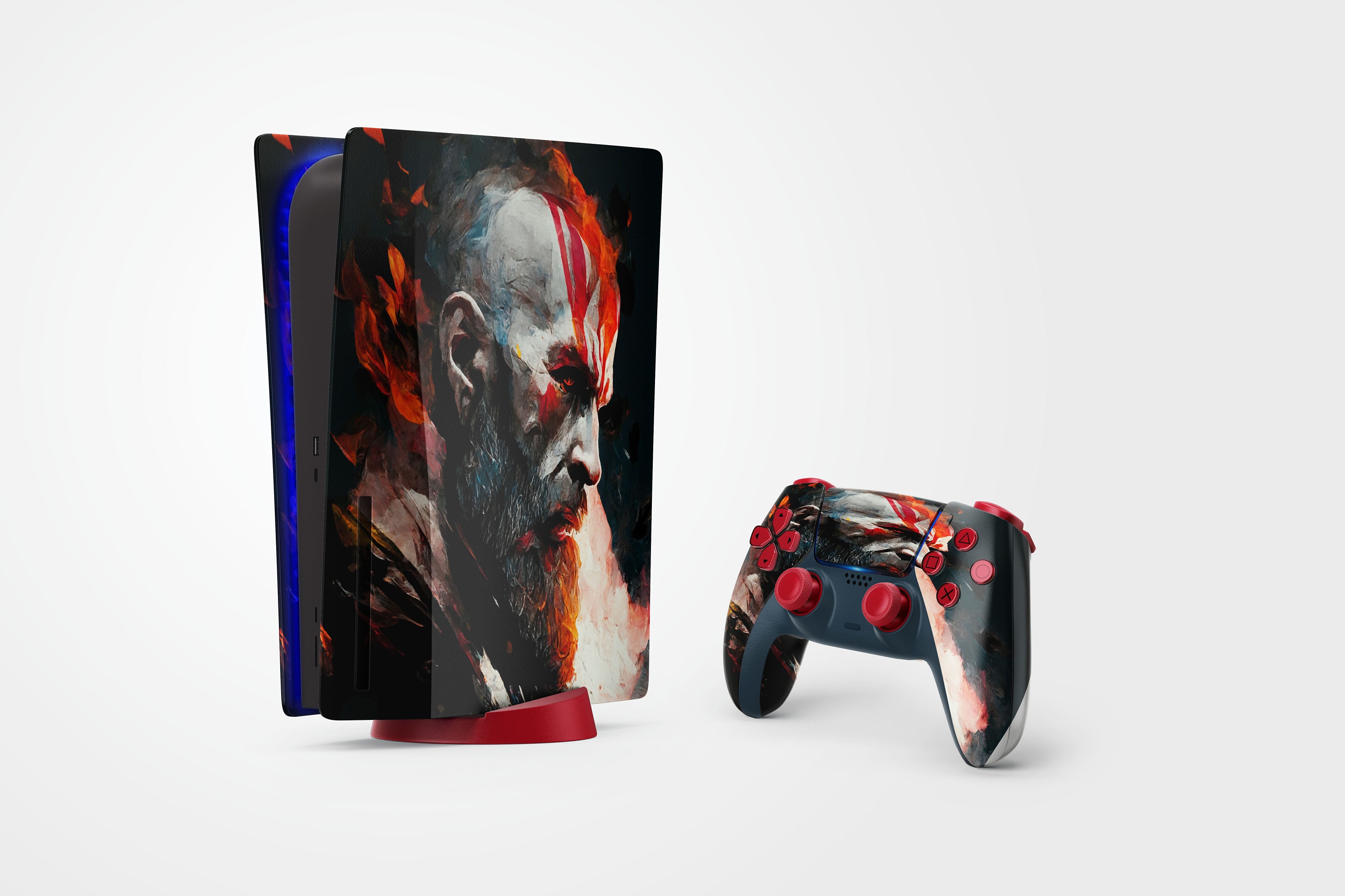 Black God of War PS5 Controller & Console Skin Kratos Ragnarok Playstation  5 Controller Wrap Custom PS5 Console Faceplate Skin 3M Vinyl 