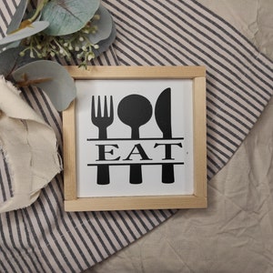 Eat mini wood tiered tray sign/Mini 12 cm square Sign, Kitchen Sign, Rustic, Farmhouse, Handmade Wood Signs. Tiered tray decor