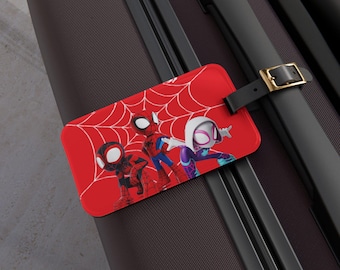 Etiqueta de equipaje de Spiderman, etiqueta de Spidey, etiqueta de bolso de Peter Parker, identificador de maleta de Spiderman, regalo de Spiderman, Spidey y sus amigos, etiqueta de Spiderman