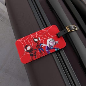 Spiderman Luggage Tag, Spidey Tag, Peter Parker Bag Tag, Spiderman Suitcase Identifier, Spiderman Gift, Spidey and friends, spiderman tag