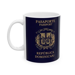 Passport Dominican Republic Ceramic Mug, Traveler Coffee Cup, Wanderlust Tea Mug, Vacation Souvenir Drinkware, Holiday Gift Idea