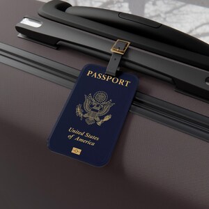 United States Passport, USA Travel Gift for Travelers, Stylish Suitcase Tag, Pilot Gift, Airplane Bag Tag, Aviation Inspired Luggage Tag
