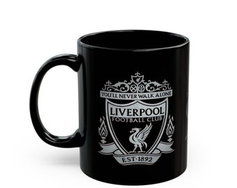 Zwarte keramische voetbalmok van Liverpool