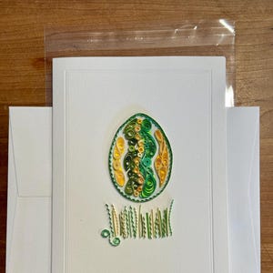 Carte de voeux oeuf de Pâques ~ fait main ~ piquants, art du papier quilling