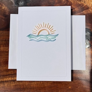 Cartão Nascer do Sol Sobre o Oceano ~ Só Porque ~ Feito à Mão com Pena ~ Arte em Papel com Pena