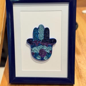 Quilled Hamsa Hand Art – Handmade Paper Filigree, Symbol of Protection