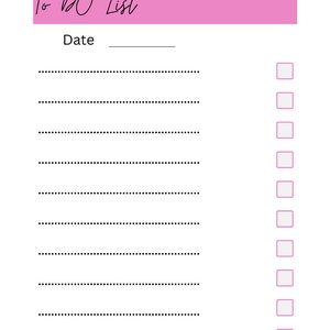 To Do List Rosa Printable to Do List - Etsy