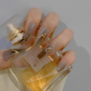Handmade Press-on Nails Glam coloured acrylics nails 2023 press-on nail uk handmade acrylic nails uk with craft supplies and tools beauty