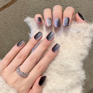 Handmade Press-on Nails black cateye design for special occasion luxury presson nails art design press on nail uk handmade