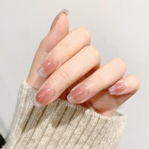 Handmade Press-on Christmas gift fake nail stick nail acrylic nail art makeup and cosmetics luxury french tip acrylic nails on sale