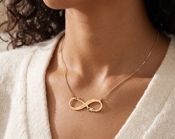 Infinity Name Necklace with Date • Personalized Anniversary Gift for Her • Custom 2 Name Necklace • Gold Silver Rose Gold • Couple Gift
