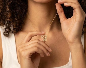 Custom Business Logo Necklace • Personalized Brand Pendant • Entrepreneur Gift • Geometric Logo Jewelry • Gold Silver Rose Gold • Lady Gift