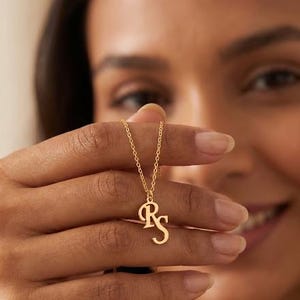 Interlocking Initial Necklace Personalized Two Letter Necklace Custom Initial Pendant Necklace Gold Minimalist Jewelry Gift For Her