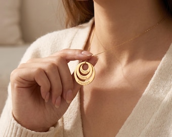 Personalized Intertwined Circle Necklace, Family Name Necklace, Custom Circle Pendant, Mom Necklace, Mothers Day Gift