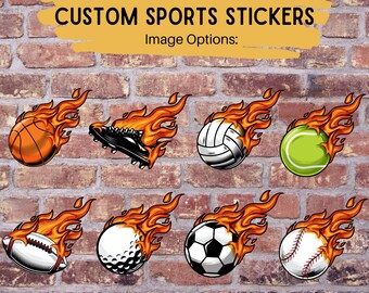 Custom Made Sports Stickers, Personalized Die Cut Stickers, Weatherproof & Laminated, Water Bottle or Laptop Decal, Coach Gift to Players