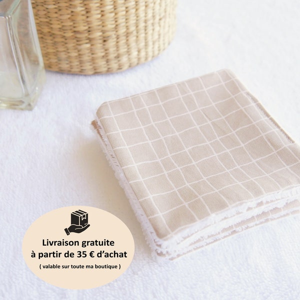 Lingettes démaquillantes lavables en coton beige