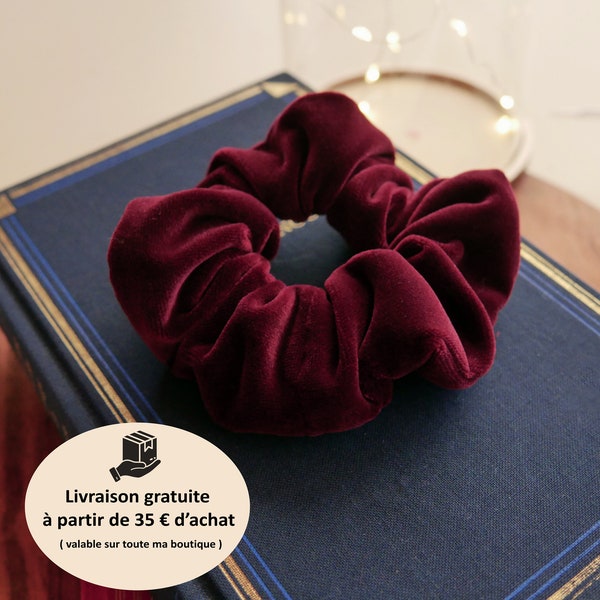 Chouchou velours bordeaux et barrettes nœuds assorties